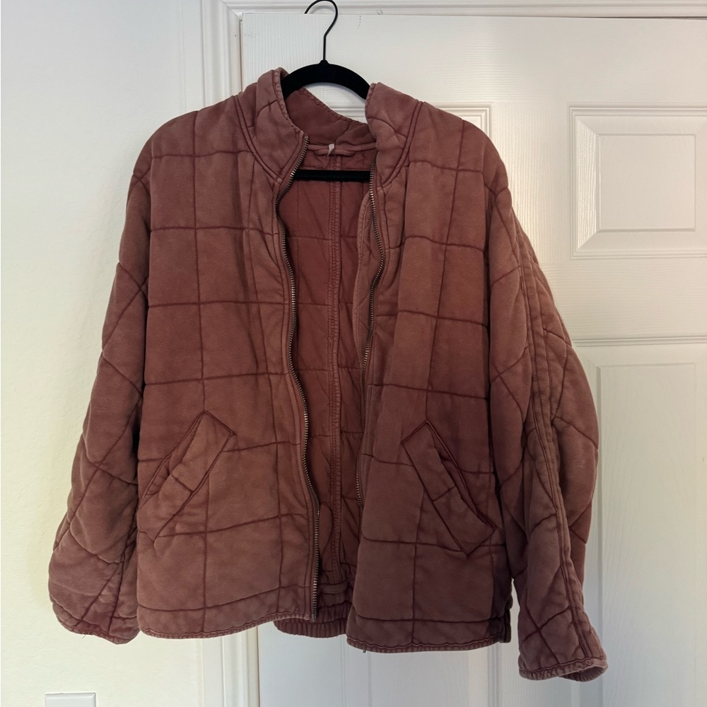 Free People Dolman Quilted Knit Jacket Mauve